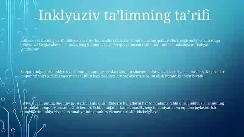 Inkluziv Ta'Limning Huquqiy Asoslarini Xalqaro Hujjatlarda Tahlil Qilish 2