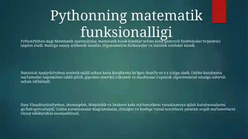 Pythonda Matematik Va Statistik Amallar 2