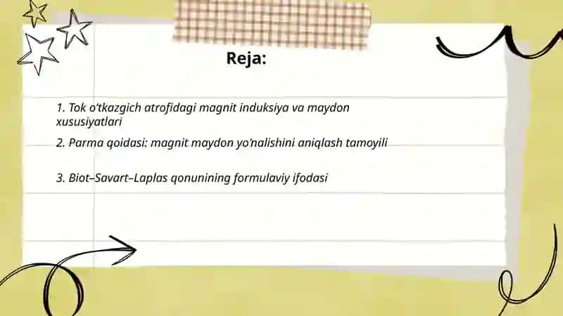 Toklarning magnit maydoni.Parma qoidasi.Bio-Savar-Laplas qonuni 2