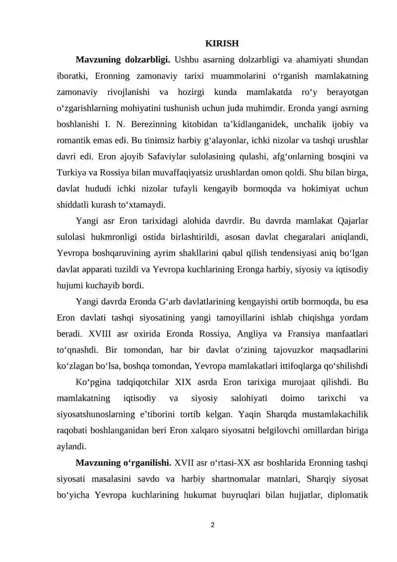 XVII ASR OʻRTASI - XX ASR BOSHIDA  ERON 2