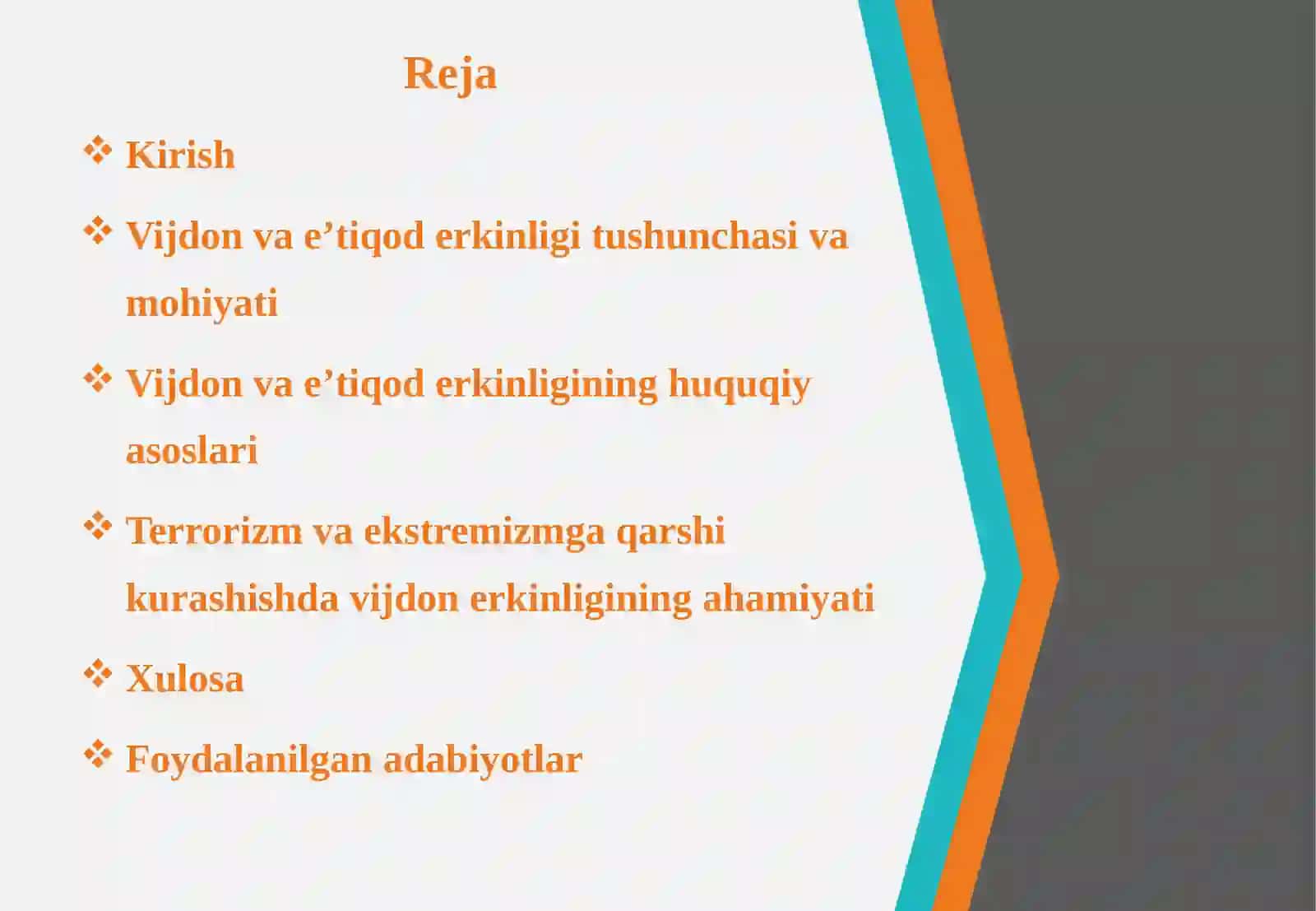 Vijdon va e'tiqod erkinligi. Vijdon va e'tiqod erkinligining huquqiy asoslari 2