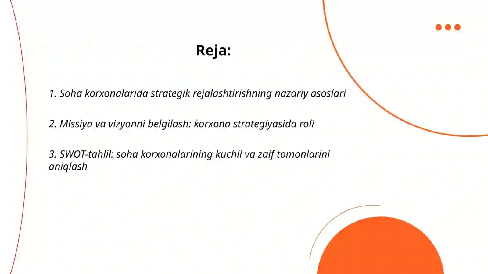 Soha korxonalarida strategik rejalashtirish 2