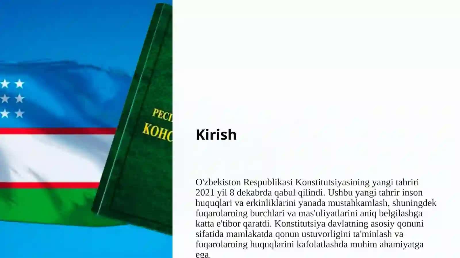 O'zbekiston Respublikasi Konstitutsiyasining yangi tahriri 2021 2