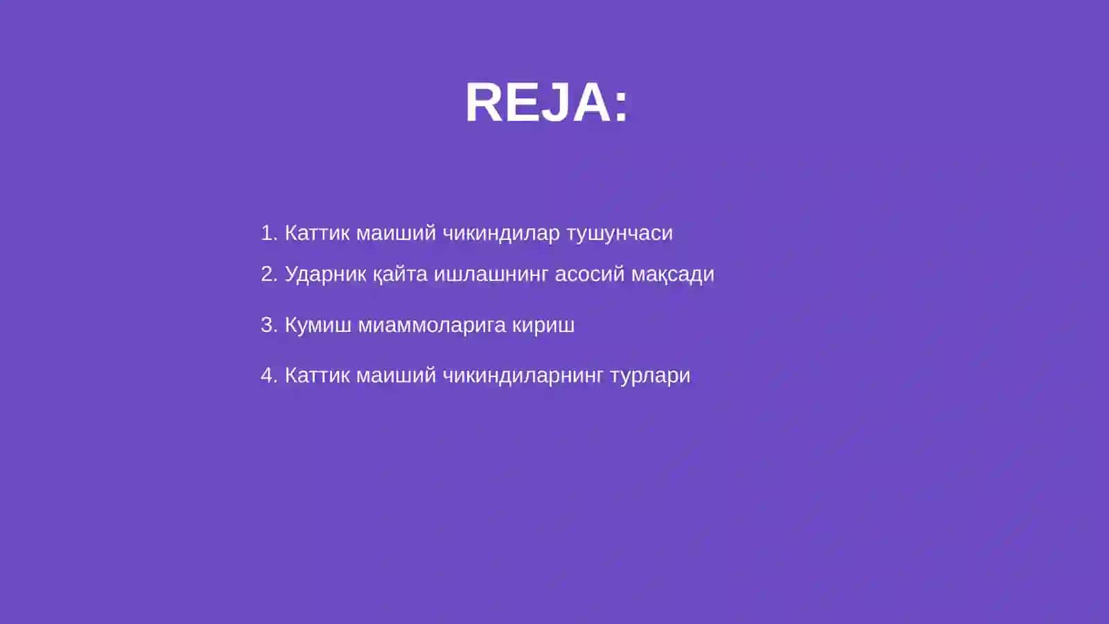 Каттик маиший чикиндилар ударник кайта ишлаш ва кумиш миаммолари 2