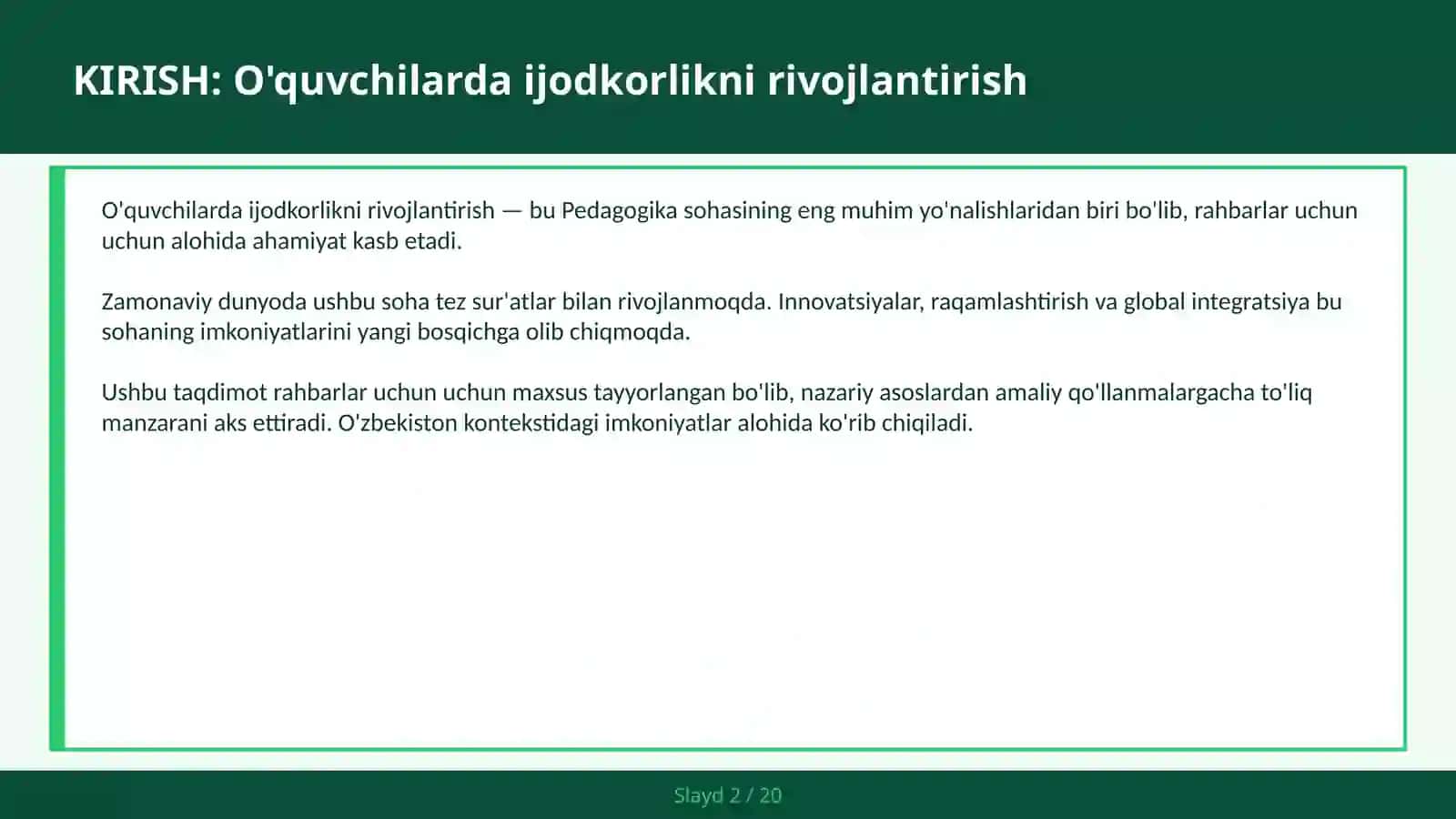 O'quvchilarda ijodkorlikni rivojlantirish 2