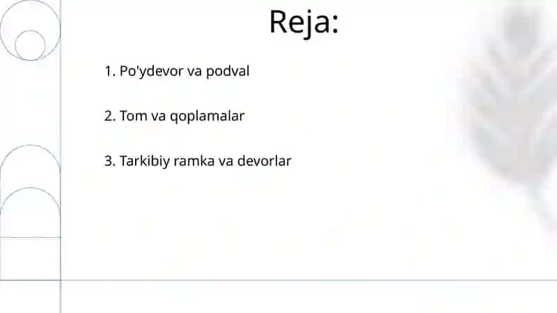 Turar joy binolarining asosiy konstruktiv elementlari bilan tanishish 2