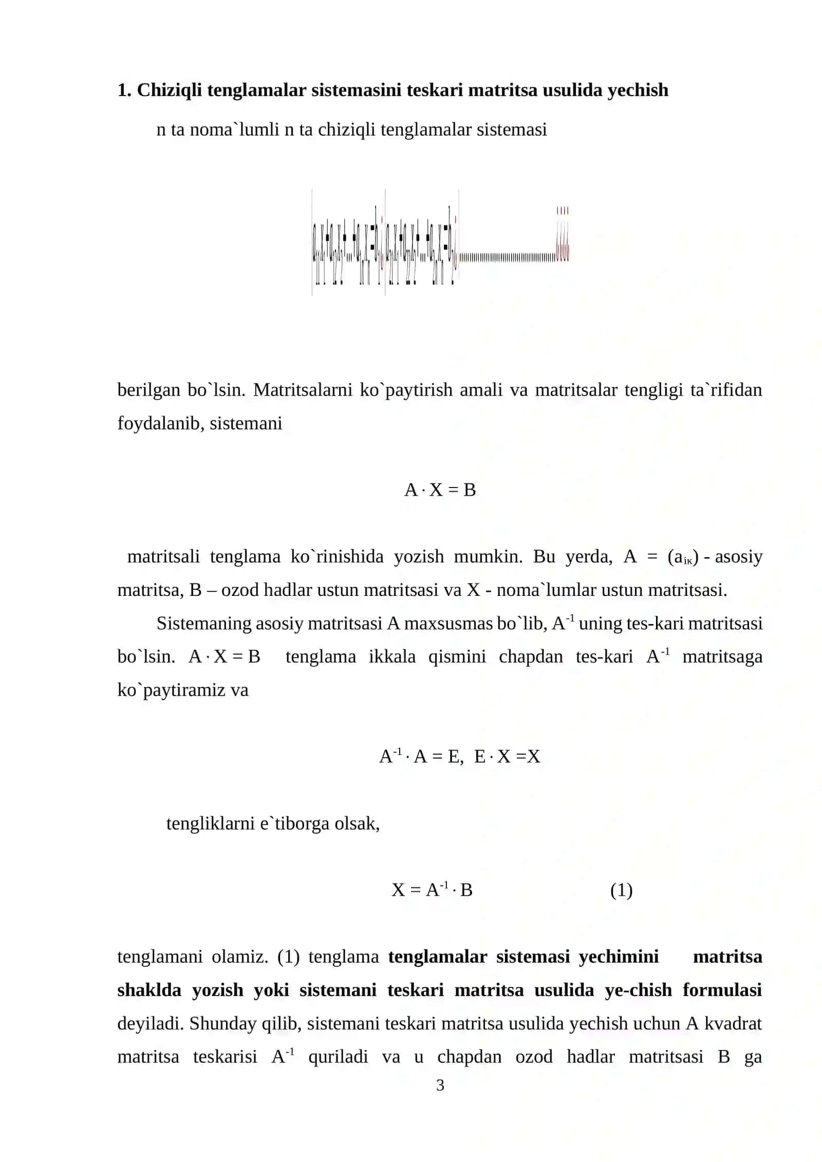 CHIZIQLI ALGEBRAIK TENGLAMALAR SISTEMASINI YECHISHDA GAUSS USULI 2