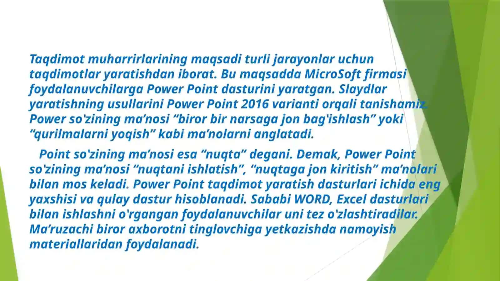 PowerPointdasturi fayllari formatlari 2