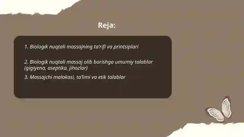 Biologik nuqtali massaj olib borishga qoyiladigan talablar 2