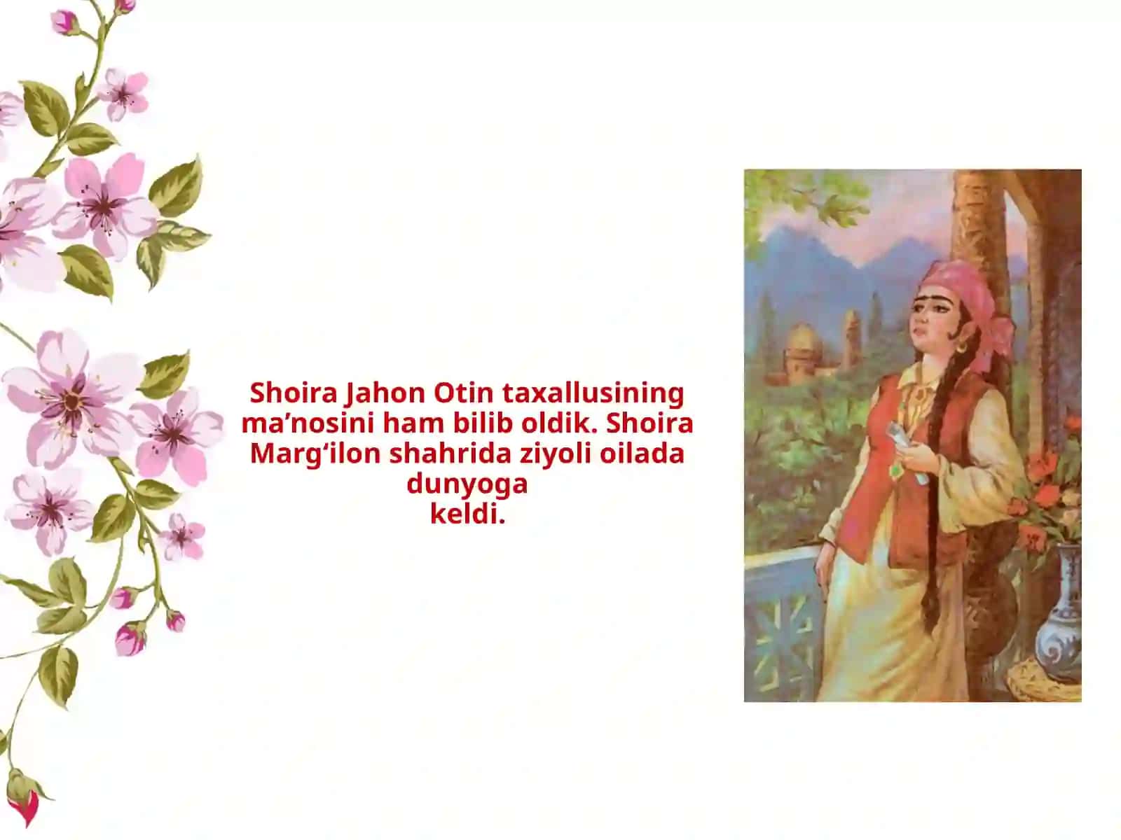 7-sinf Adabiyot fanidan Jahon Otin Uvaysiy dars taqdimoti 2