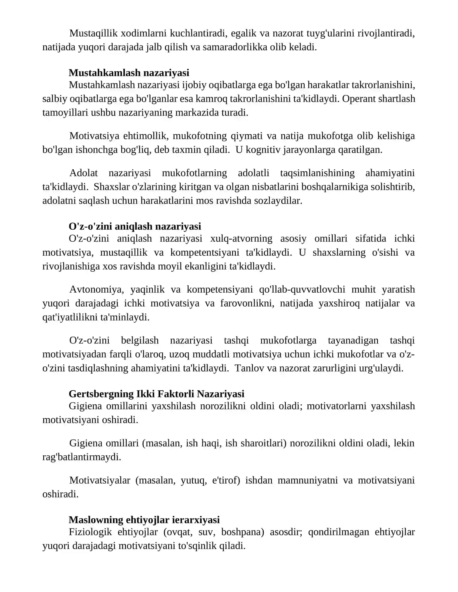 Motivatsiya nazariyalari 2