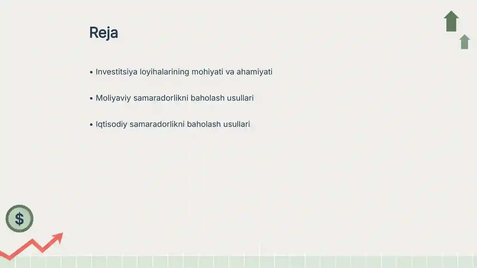 Investitsiya loyihalarining moliyaviy -iqtisodiy samaradorligini baholash usullari 2