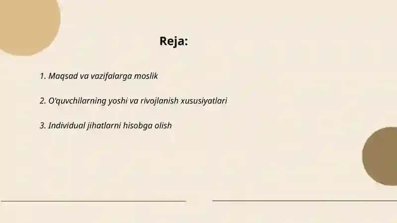 Tarbiya usullarini tanlashga qo'yiladigan talablar 2
