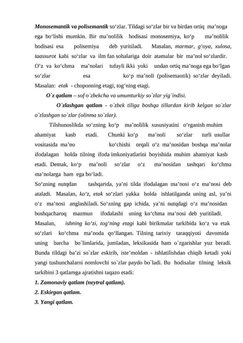 O‘ZBEK TILINING LEKSIK QATLAMLARI 2