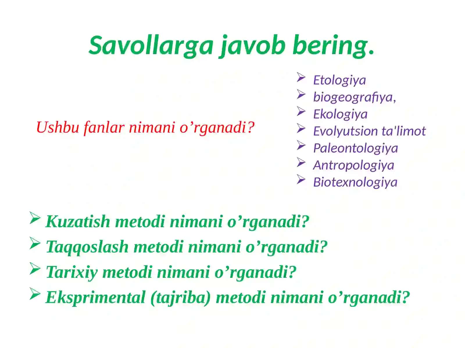 Biologiya o’qitish metodlari va ularning klassifikatsiyasi 2