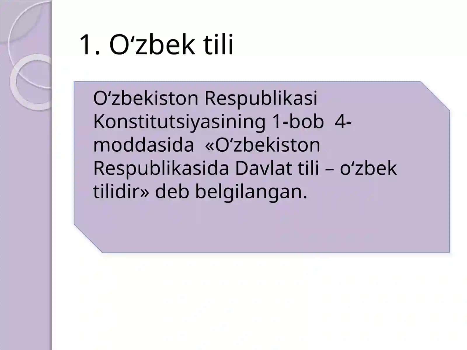 Prezentatsiya: Ozbek tili - davlat tili 2