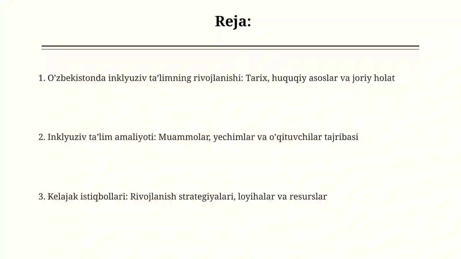 O'zbekiston Respublikasida inklyuziv talimning yo'lga qo'yilishi 2