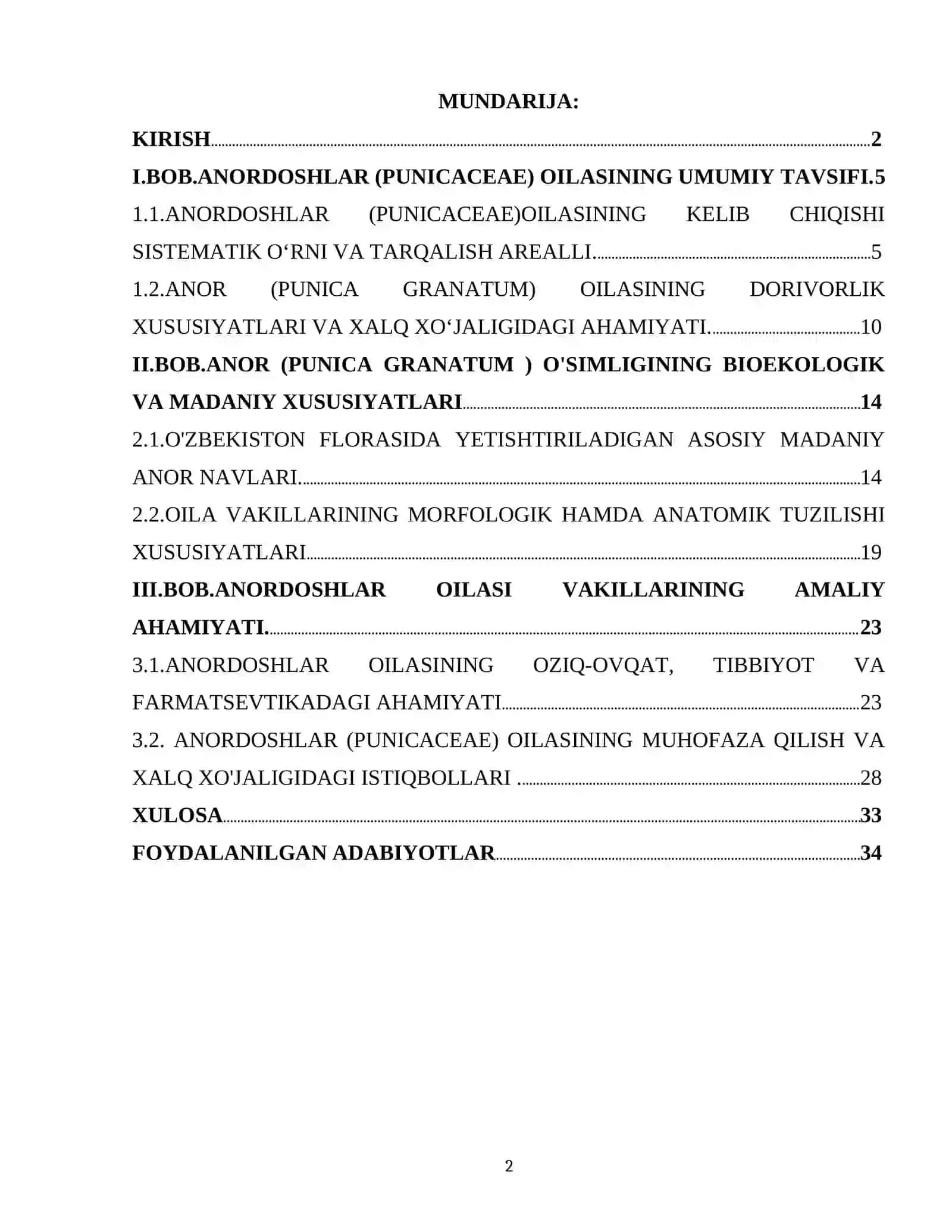 ANORDOSHLAR (PUNICACEAE) OILASINING BIOEKOLOGIK XUSUSIYATLARI VA XALQ XO‘JALIGIDAGI AHAMIYATI 2