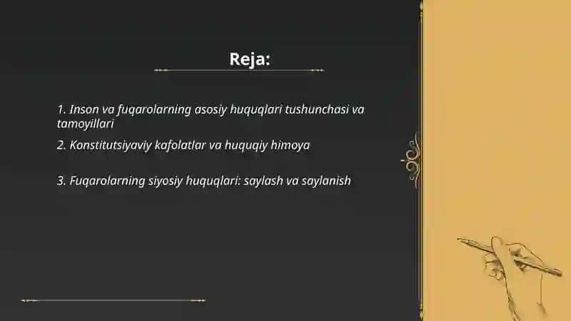 Inson va fuqarolarning asosiy huquq va erkinliklari 2