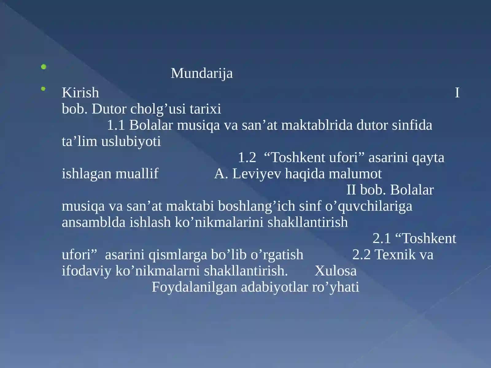 “Toshkent ufori” asarini o’rgatish 2