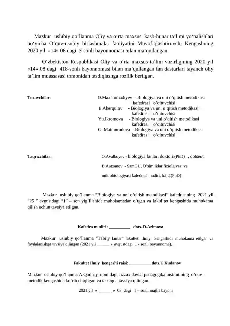 BIOLOGIK KIMYO VA MOLEKULYAR BIOLOGIYA 2