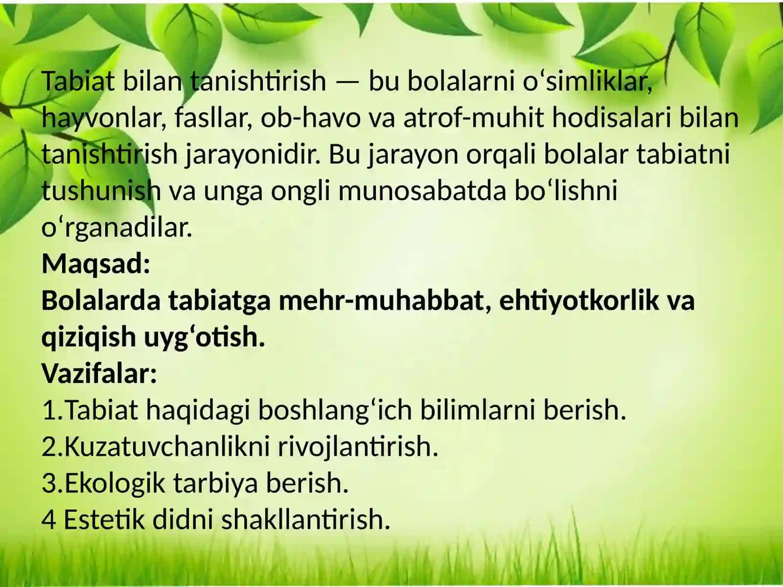 Tabiat bilan tanishtirish tamoyillari 2