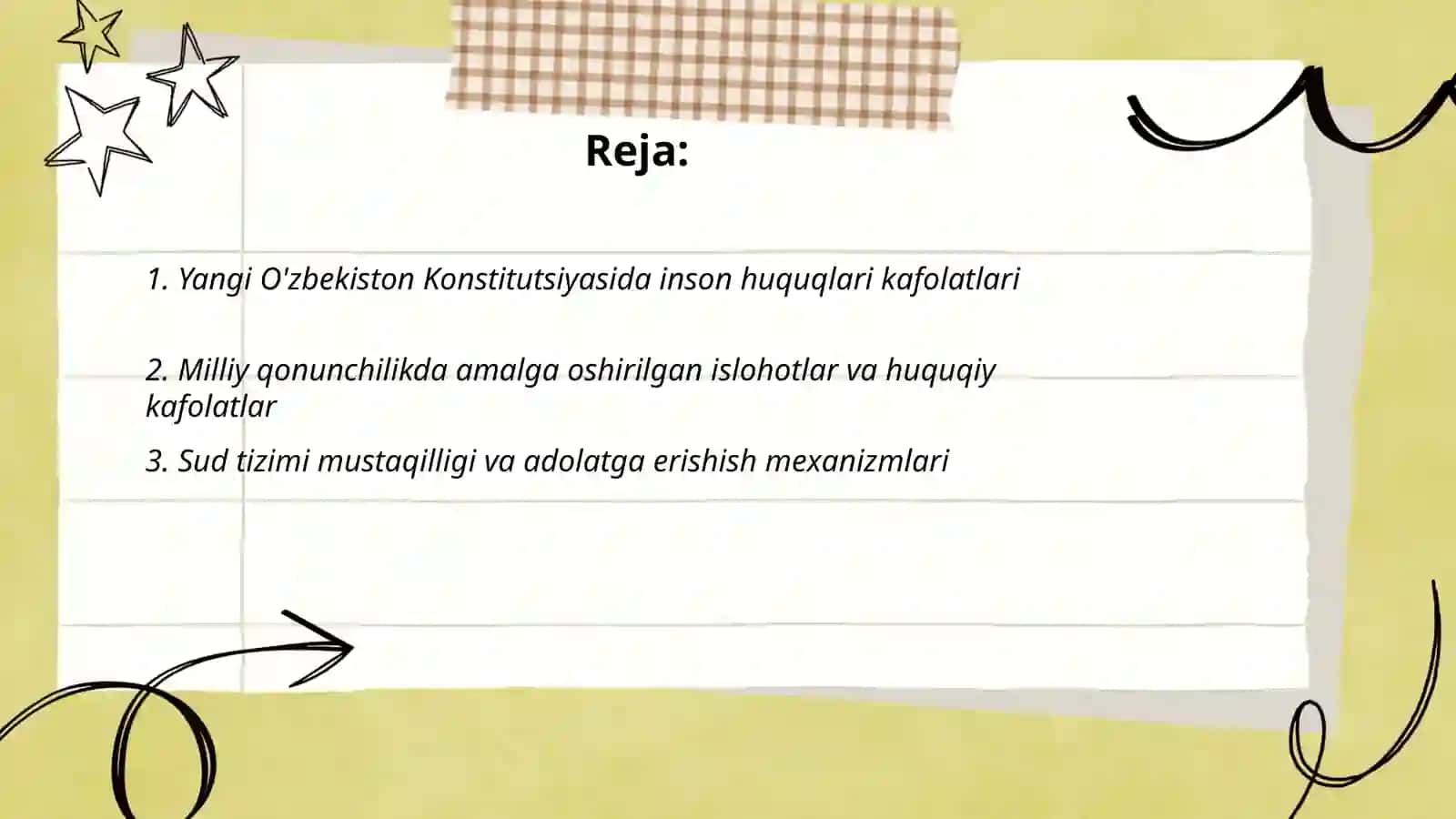 Yangi O'zbekistonda inson haq-huquqlari va erkinliklari kafolatining yaratilishi 2