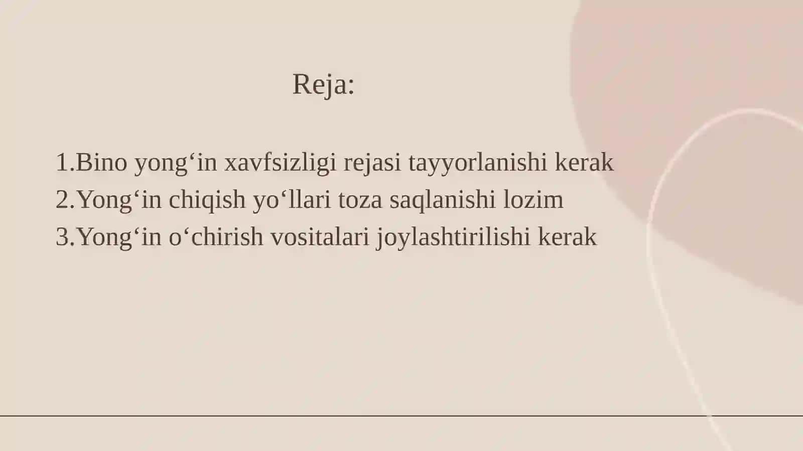Bino yong‘in xavfsizligi reja 2