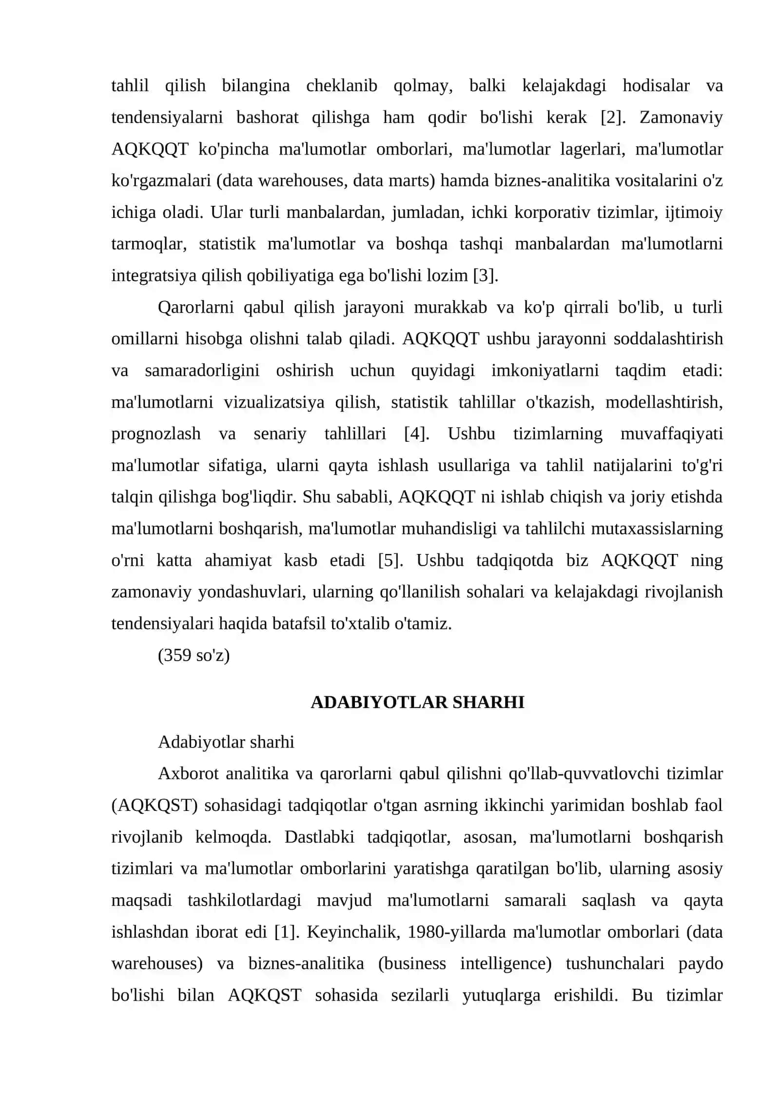 AXBOROT ANALITIKA VA QARORLARNI QABUL QILISHNI QO'LLAB QUVVATLOVCHI TIZIMLAR 2