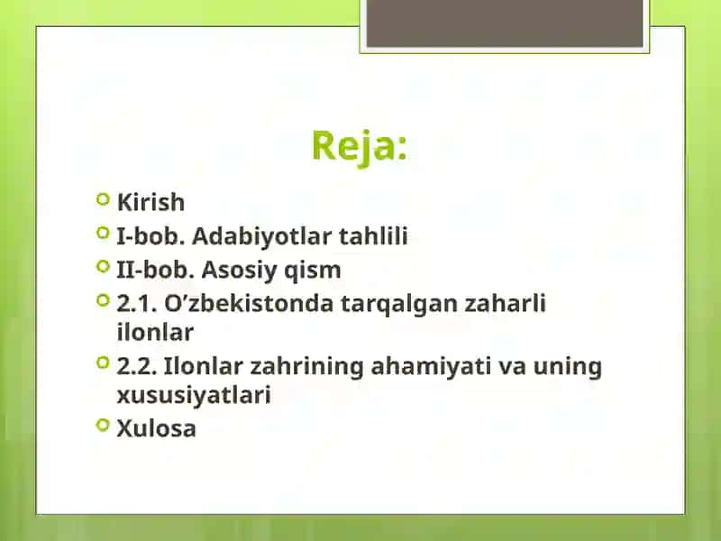 O'zbekistonda uchraydigan zaharli ilonlar va ular zaharining xususiyatlari 2