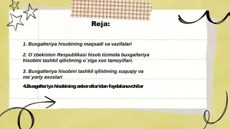 Buxgalteriya hisobini tashkil etish va yuritishga qo'yiladigan talablar 2