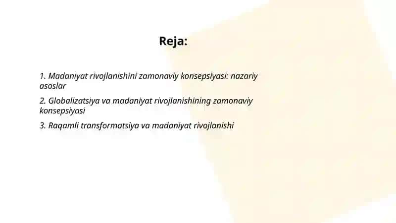 Madaniyat rivojlanishini zamonaviy konsepsiyasi 2