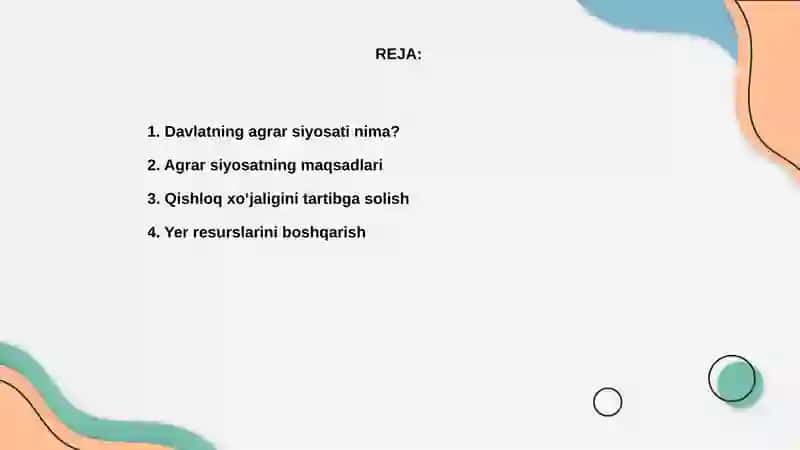 Davlatning agrar siyosati 2
