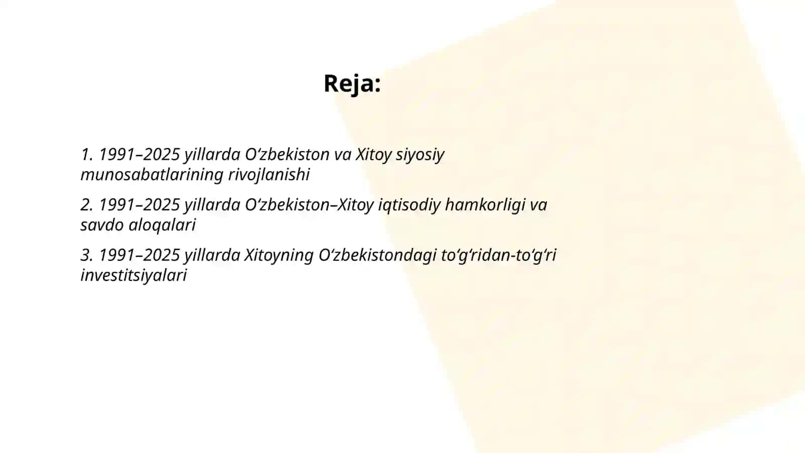1991-2025yillada ozbekiston va xitoy taraqqiyoti 2