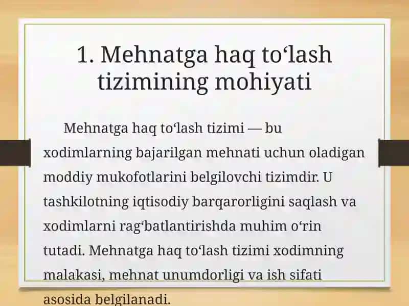Mehnatga haq toʻlash va ish haqi boʻyicha hisob-kitoblar hisobini avtomatlashtirish 2