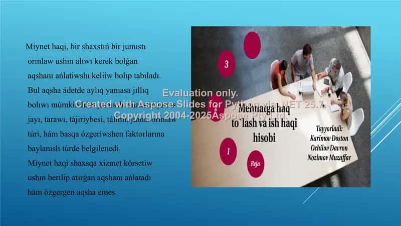Miynet haqi (Salary) haqida ma'lumotlar 2