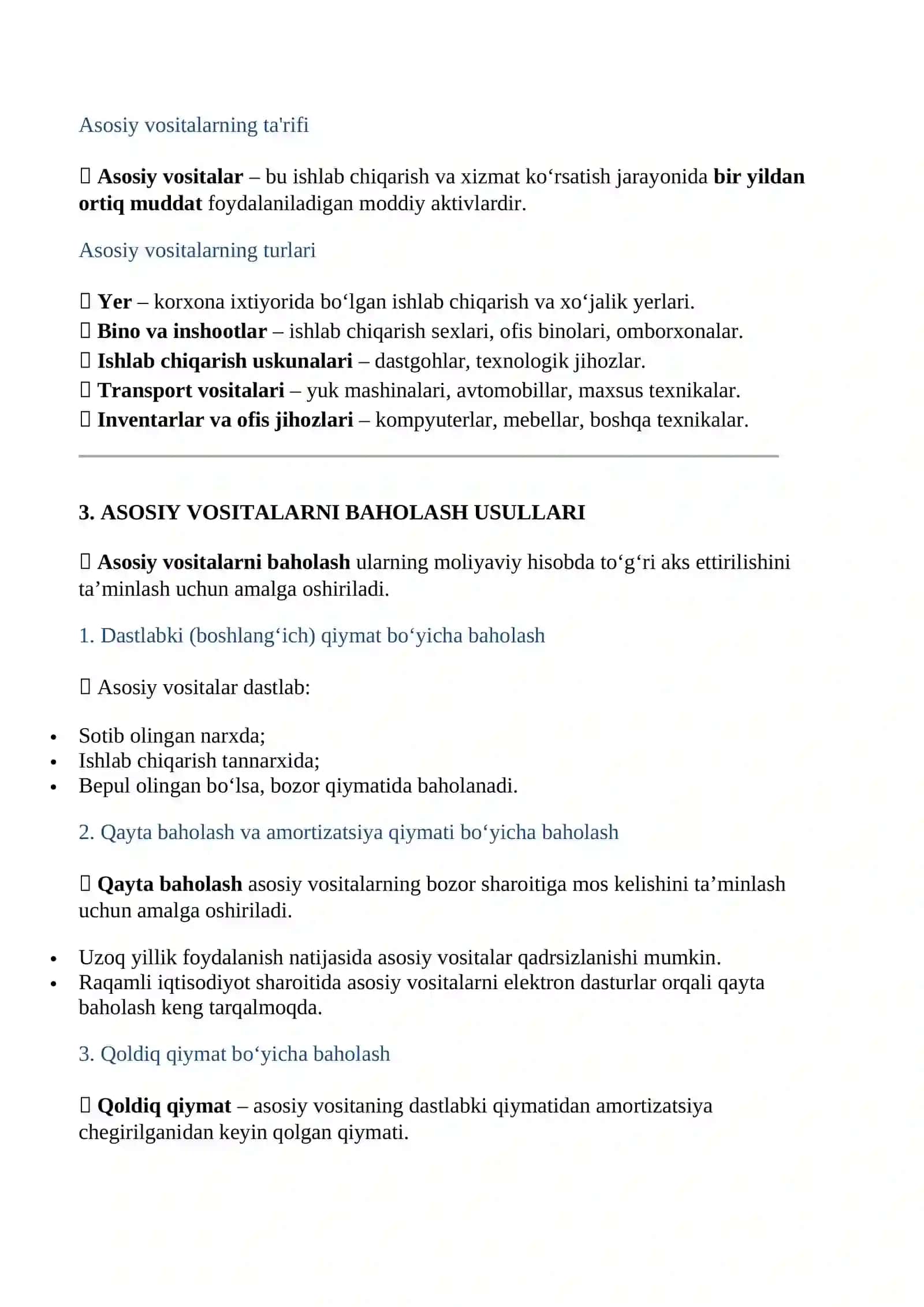 ASOSIY VOSITALARNING BAHOLANISHI VA ULARNING HISOBGA OLISH VAZIFALARI 2