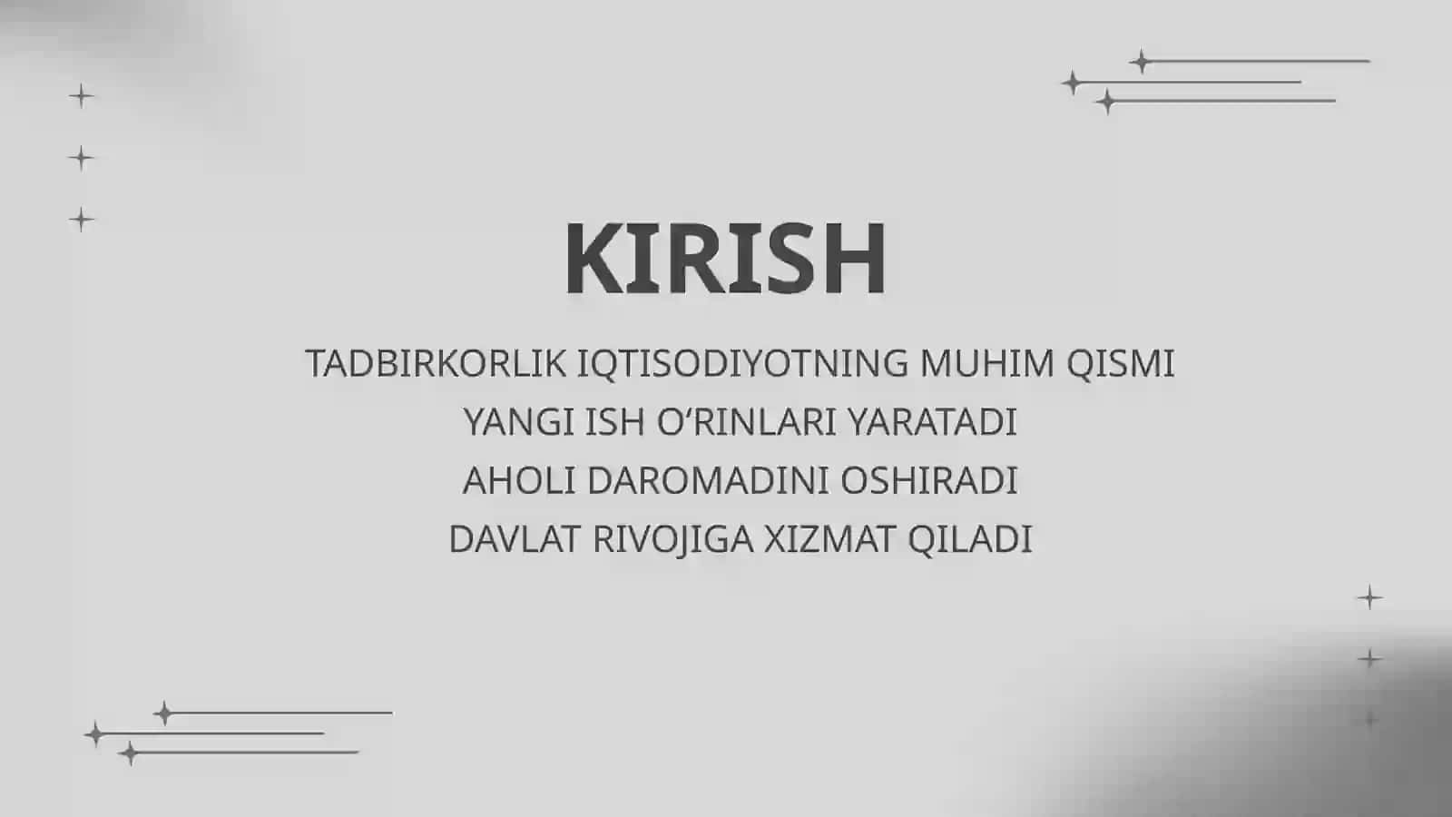 O'zbekistonda Tadbirkorlikni Qo'llab Quvvatlash 2