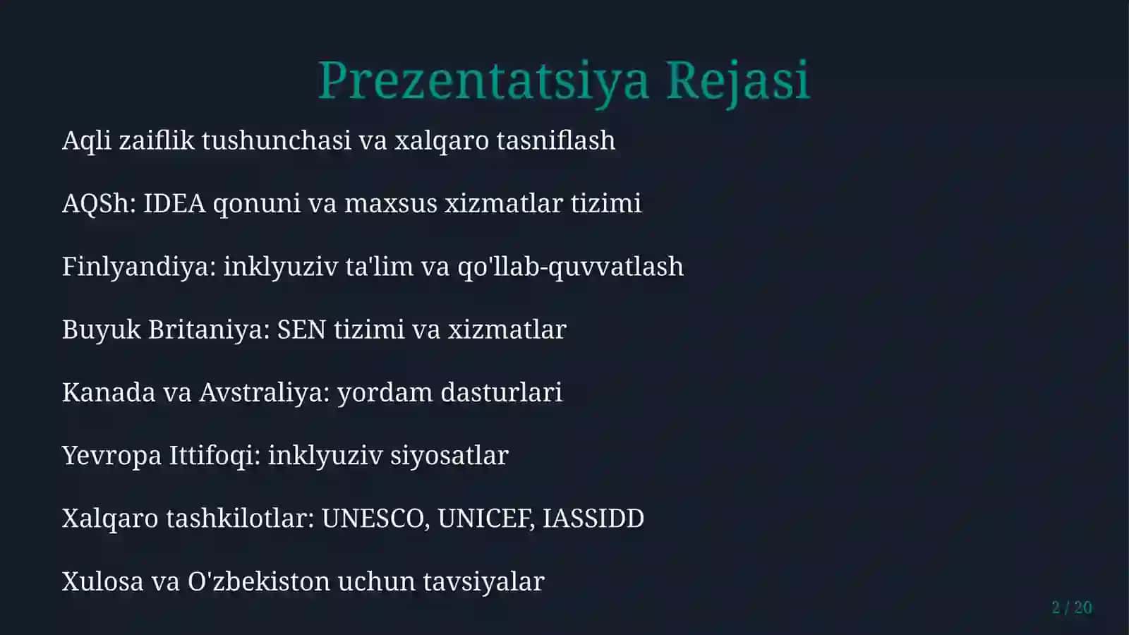 Xorijda aqli zaif bolalarga ko'rsatiladigan tordam 2
