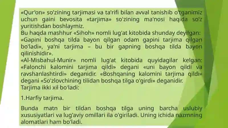 MUSTAQILLIKYILLARIDA QUR’ONNING O’ZBEK TILIGA TARJIMA QILINISHI VA TAFSIRLARI 2