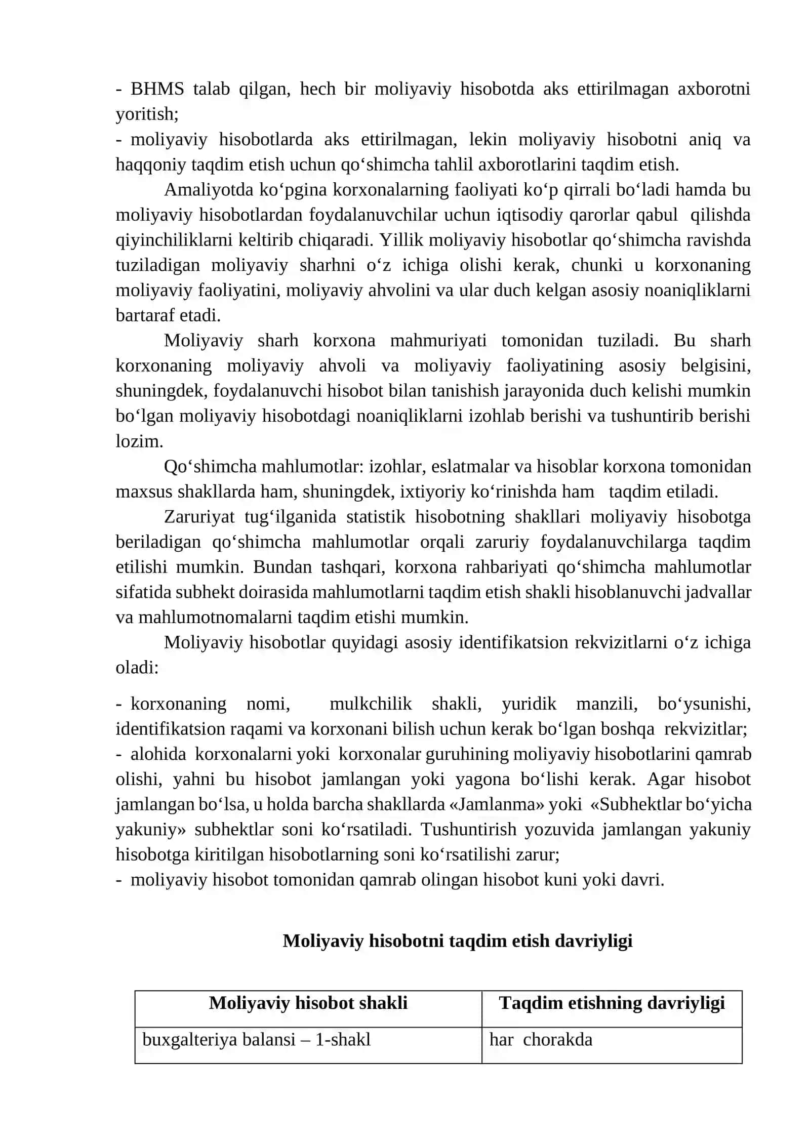 79-mavzu; Moliyaviy hisobotni tuzish qoidalari va moliyaviy hisobotni taqdim etish davri 2