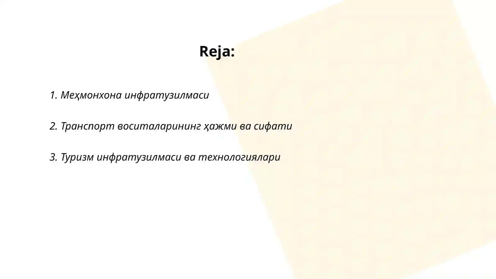 Меҳмонхона инфратузилмаси 2