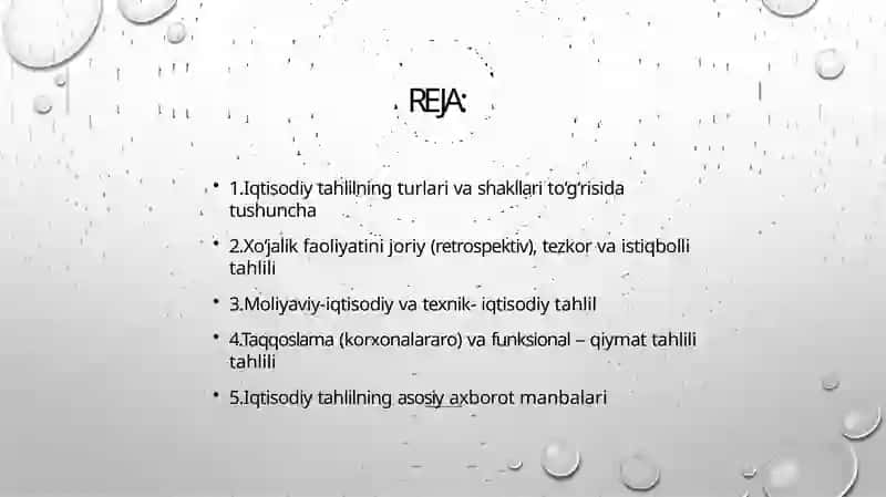 IQTISODIY TAHLILNING TURLARI 2