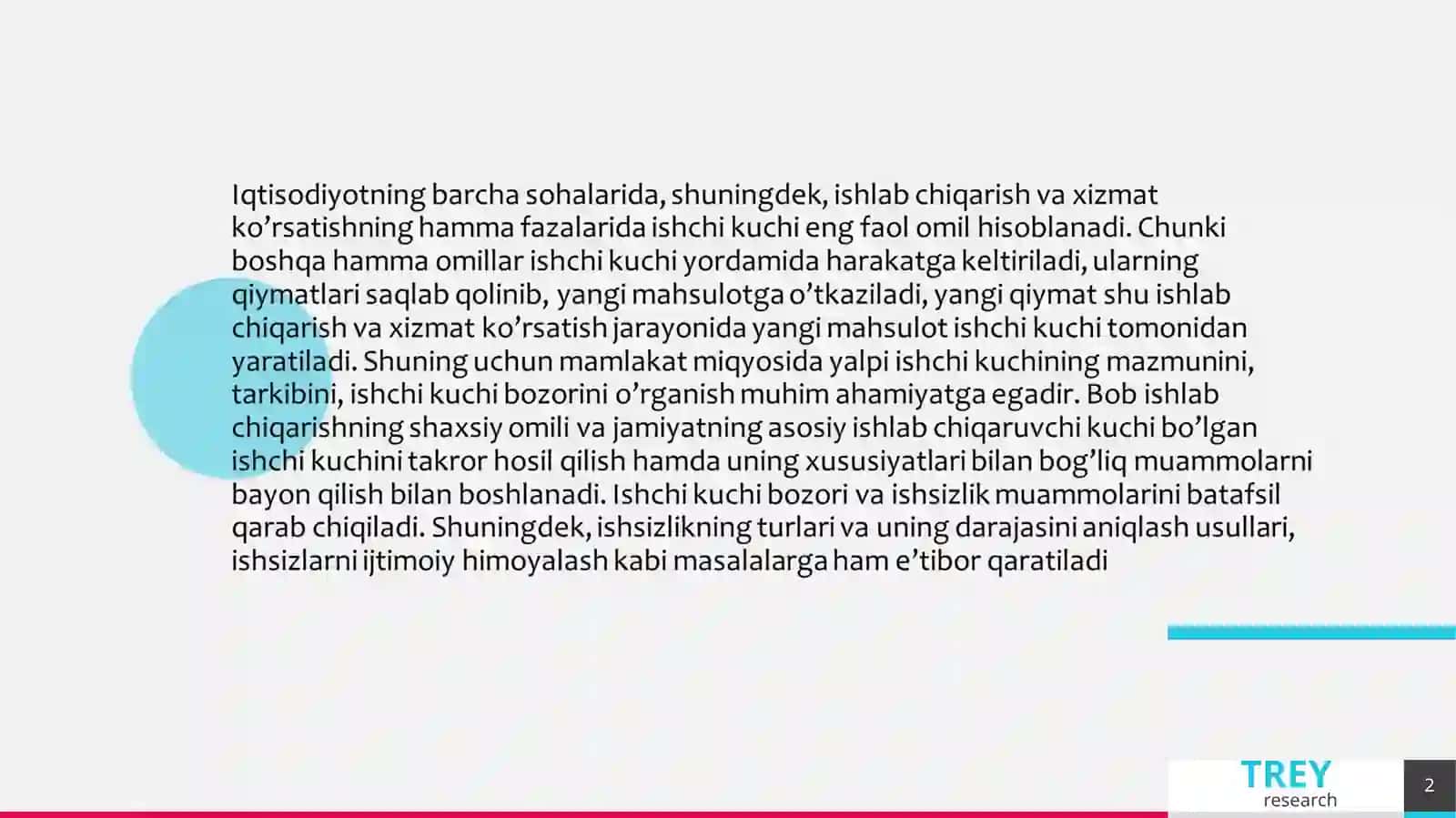 Ishchi kuchini takror xosil qilish va uning xususiyatlari 2