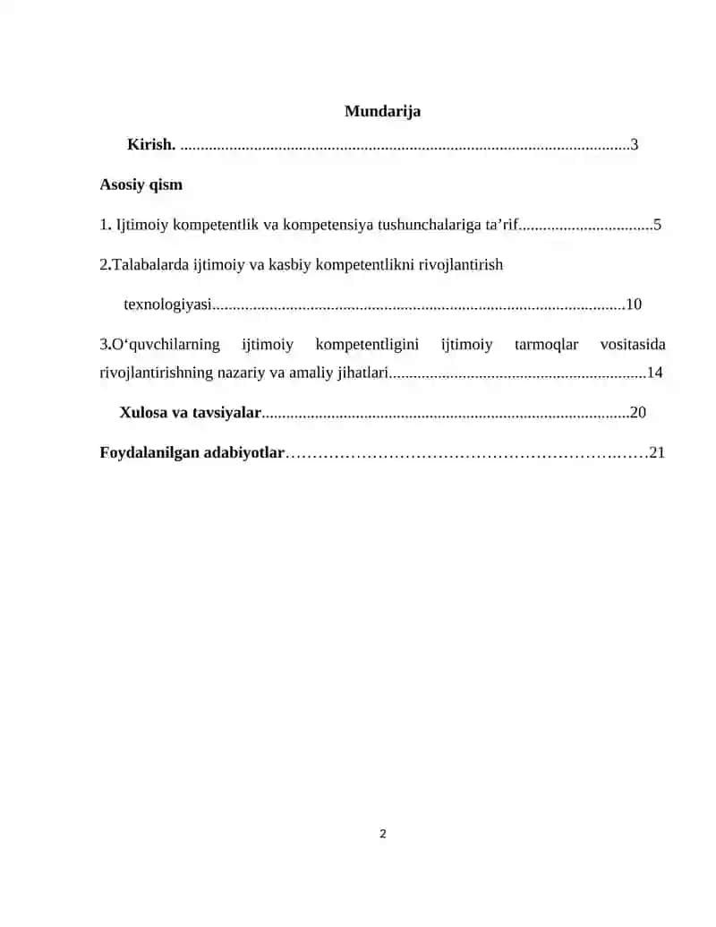 Yoshlarni ijtimoiy kompetentligini shakllantirish yoʻnalishlari 2