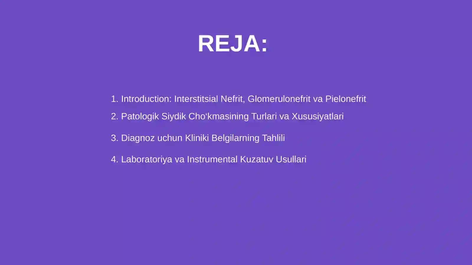 Interstitsial nefrit, glomerulonefrit va pielonefritdagi patologik siydik cho‘kmasini diagnostikasi va differensial diagnostikasi 2