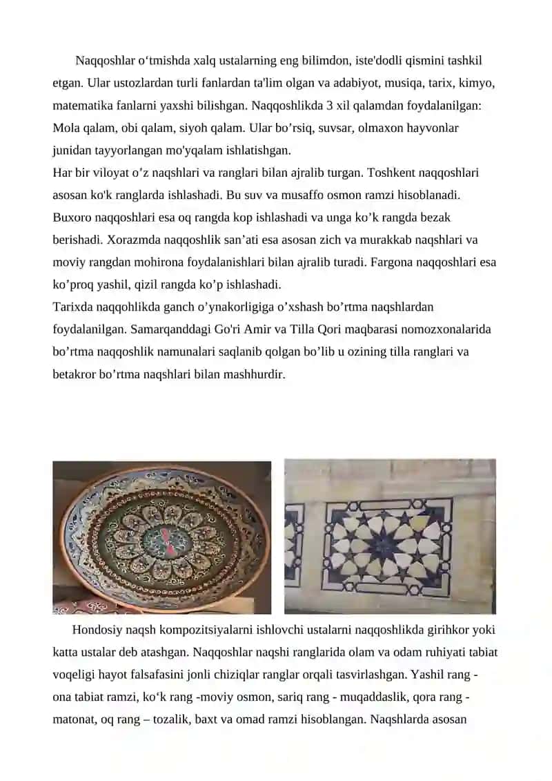 Naqqoshlik milliy san’ati. 2