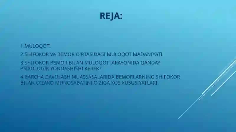 MULOQOT: SHIFOKOR VA BEMOR MULOQOTINING PSIXOLOGIK XUSUSIYATLARI 2