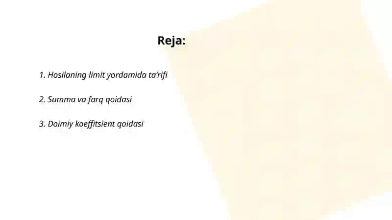 Hosilani hisoblash qoydalari 2