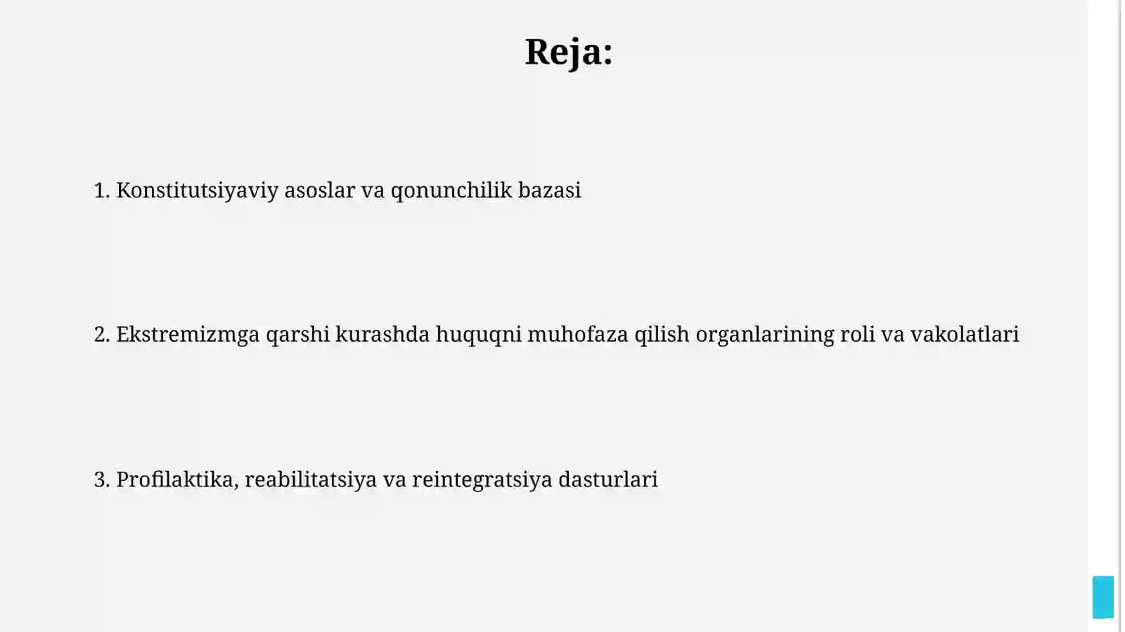 Oʻzbekiston Respublikasida diniy ekstrimizmga qarshi koʻrashishning huquqiy asoslari 2